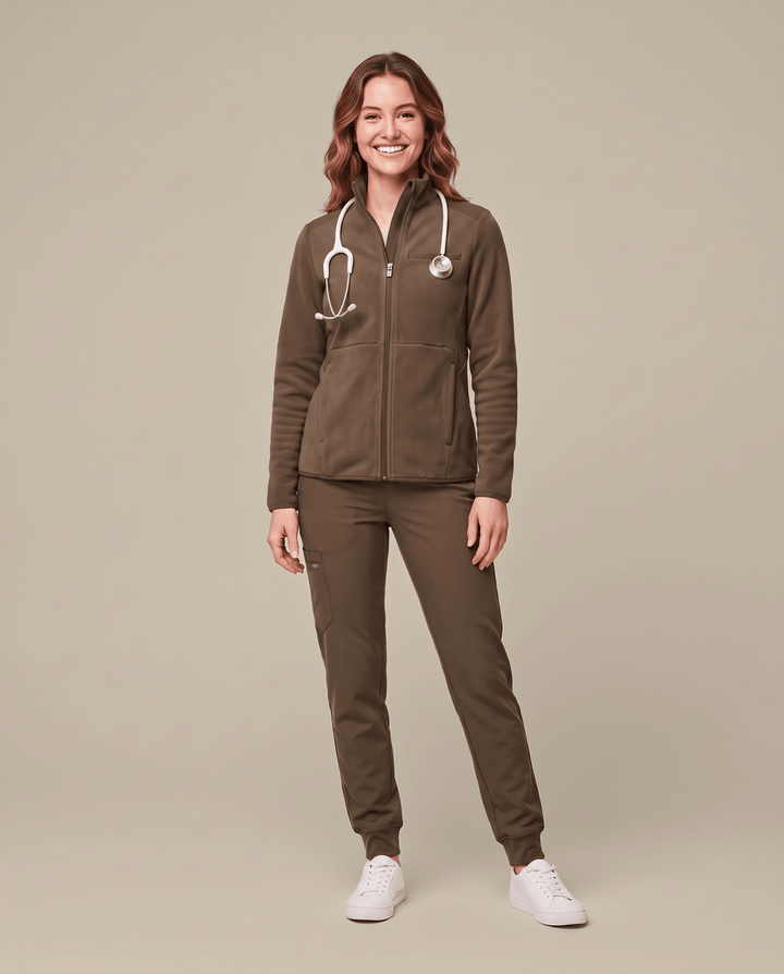 Fleece Scrub Jacket Olive