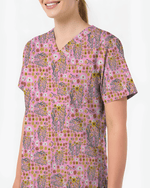Floral Tooth Sunflower Dental Assistant Scrub Top - Scrubloop