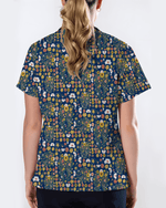 Floral Tooth Sunflower Dental Assistant Scrub Top - Scrubloop