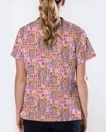 Floral Tooth Sunflower Dental Assistant Scrub Top - Scrubloop