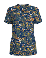 Floral Tooth Sunflower Dental Assistant Scrub Top - Scrubloop