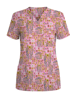 Floral Tooth Sunflower Dental Assistant Scrub Top - Scrubloop