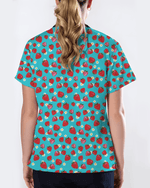 Fresh Strawberry Meadow Women Scrub Top - Scrubloop