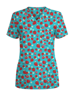 Fresh Strawberry Meadow Women Scrub Top - Scrubloop