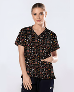 Funny Black Lab Reindeer Scrub Top - Scrubloop