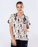 Funny Black Lab Reindeer Scrub Top - Scrubloop