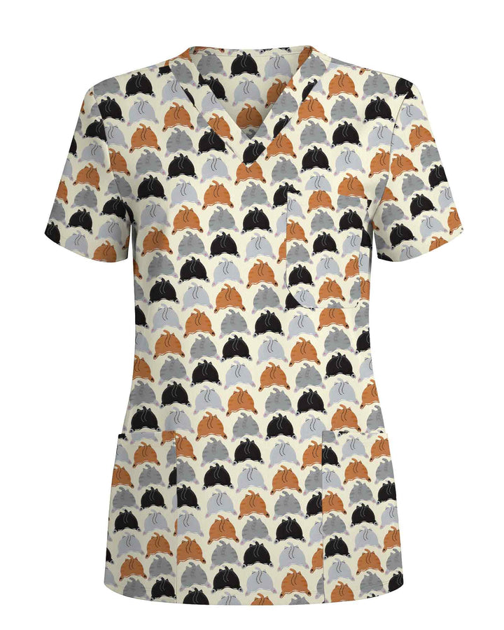 Funny Cat Butt Medical Scrub Top