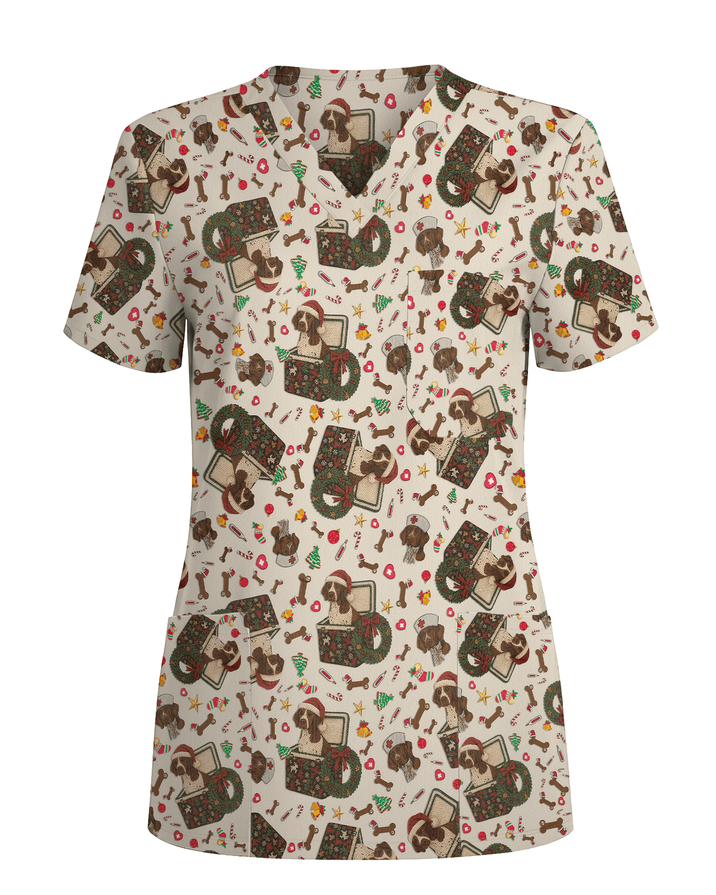 Funny Christmas Dog Holiday Nursing Scrub Top - Scrubloop