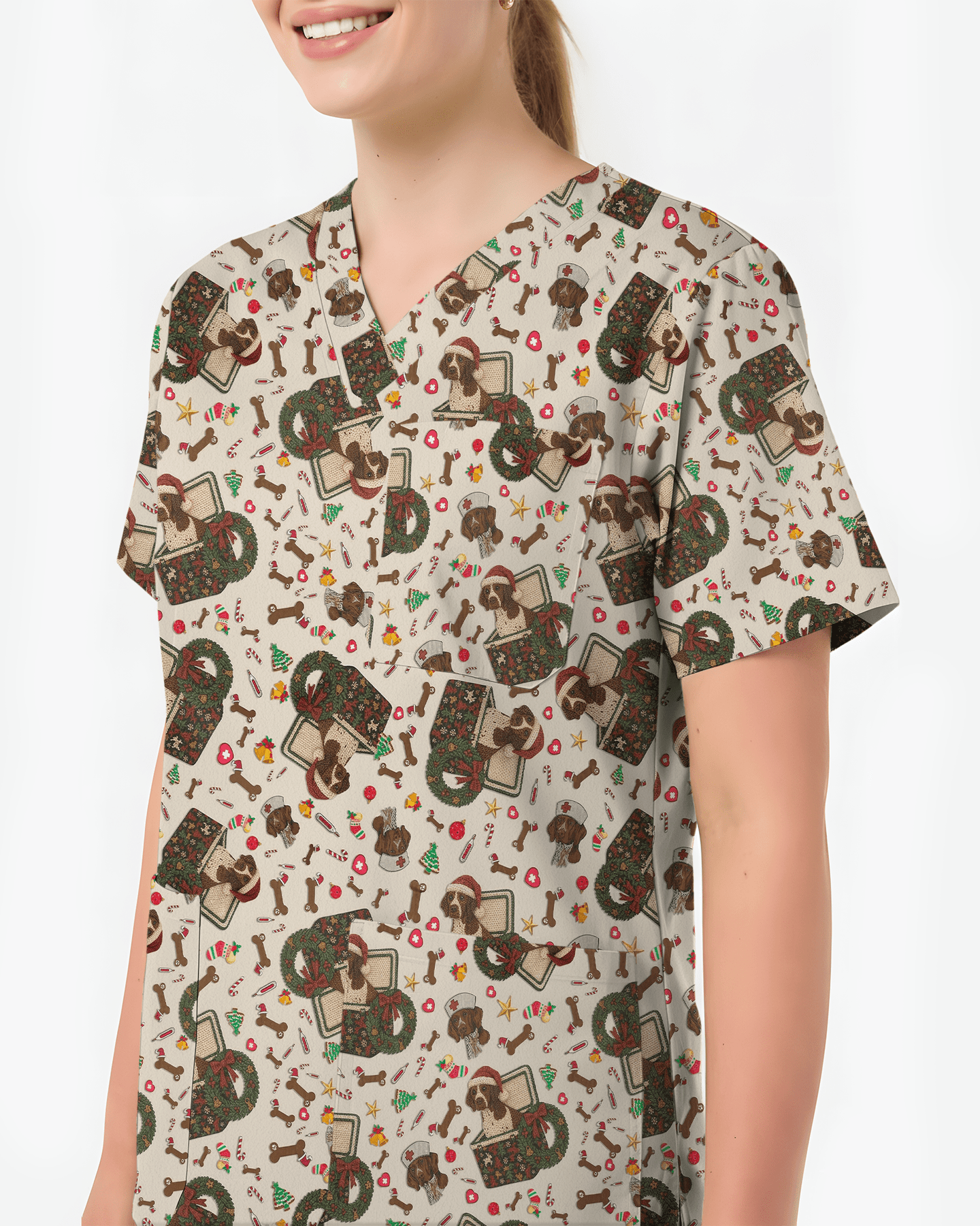 Funny Christmas Dog Holiday Nursing Scrub Top - Scrubloop