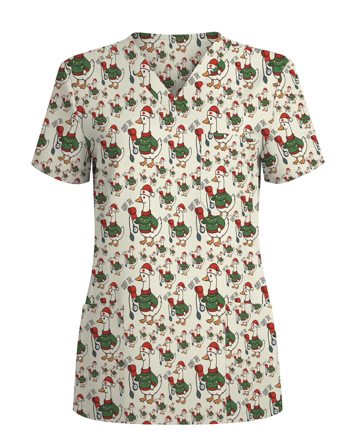 Funny Christmas Goose Holiday Nurse Scrub Top - Scrubloop
