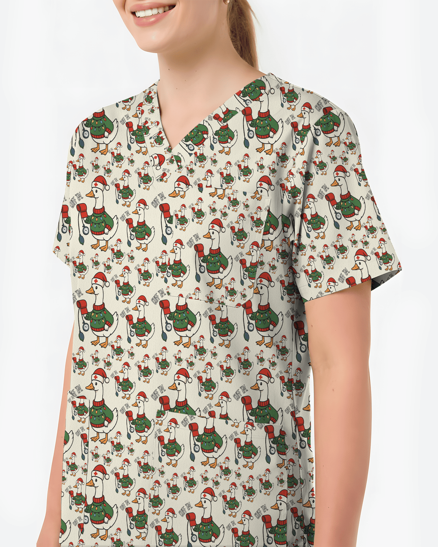 Funny Christmas Goose Holiday Nurse Scrub Top - Scrubloop