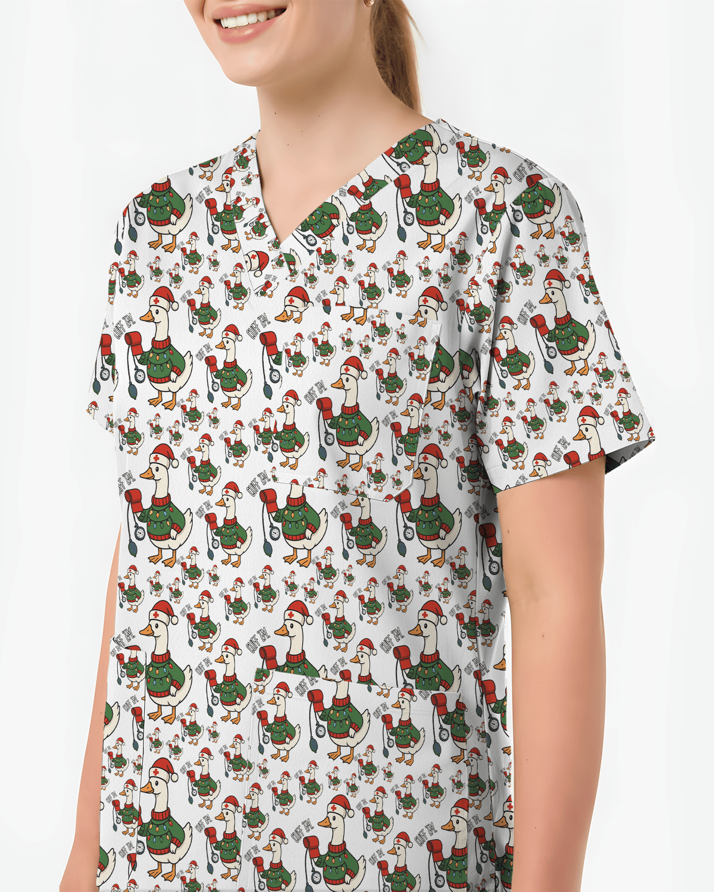 Funny Christmas Goose Holiday Nurse Scrub Top - Scrubloop