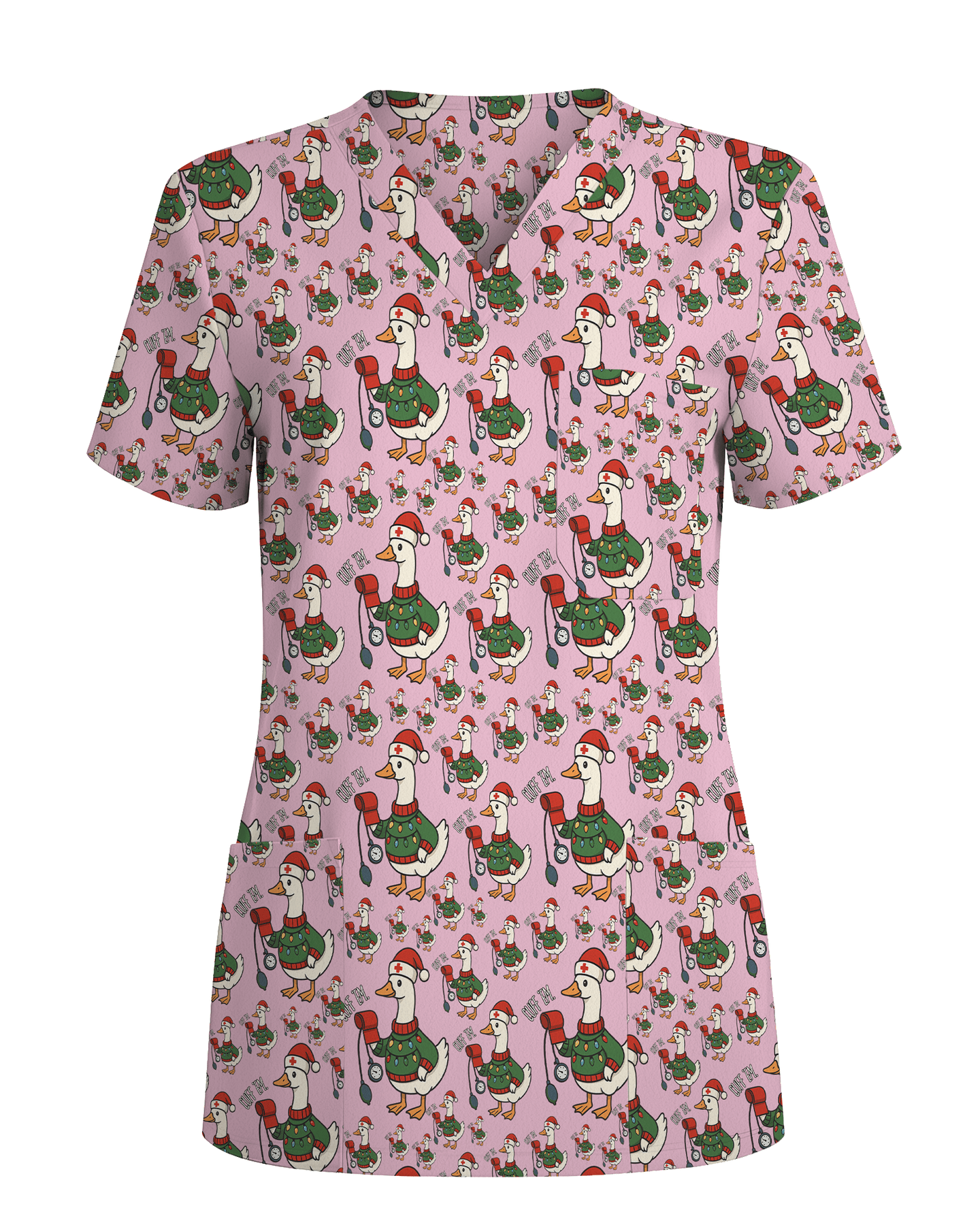 Funny Christmas Goose Holiday Nurse Scrub Top - Scrubloop