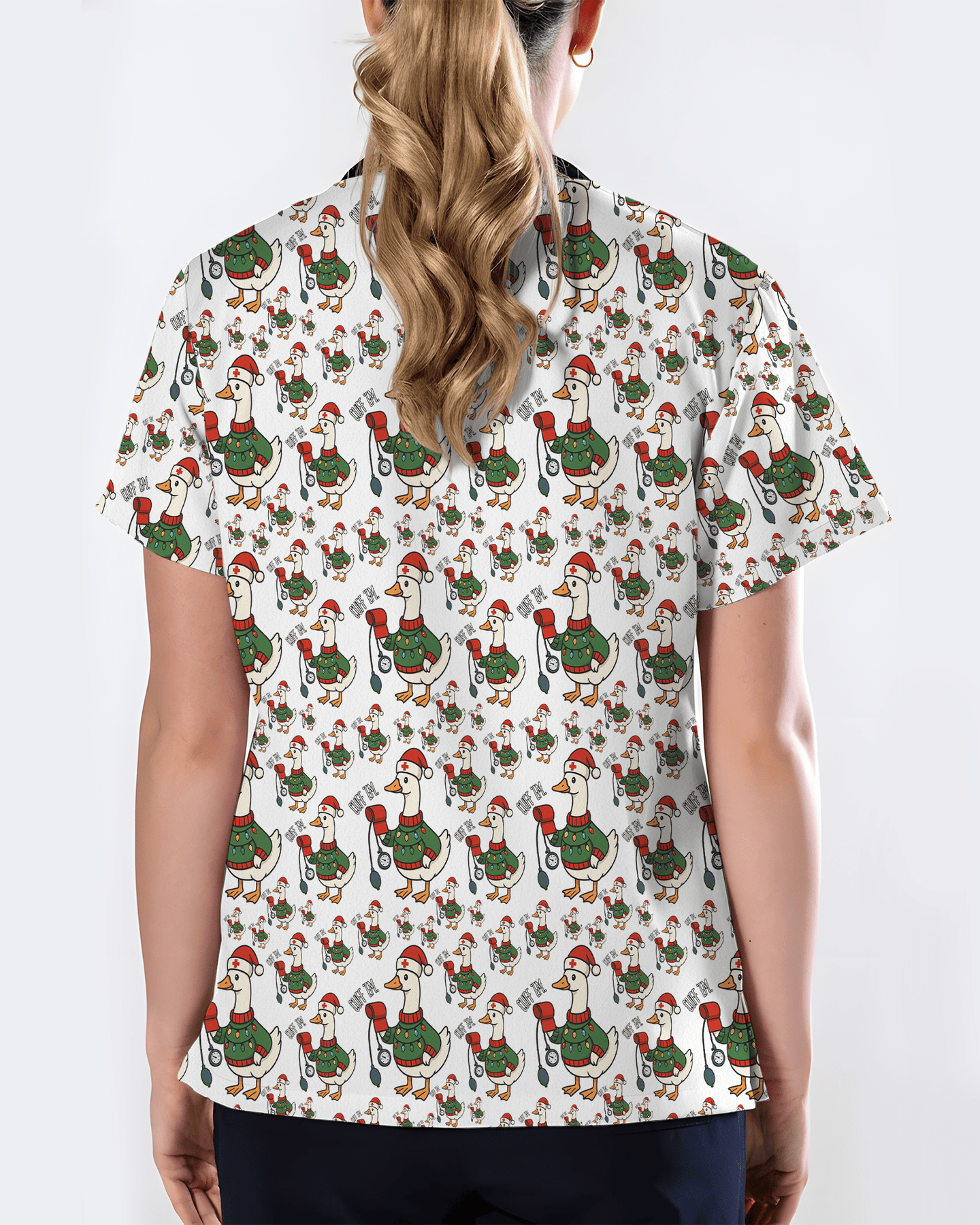 Funny Christmas Goose Holiday Nurse Scrub Top - Scrubloop