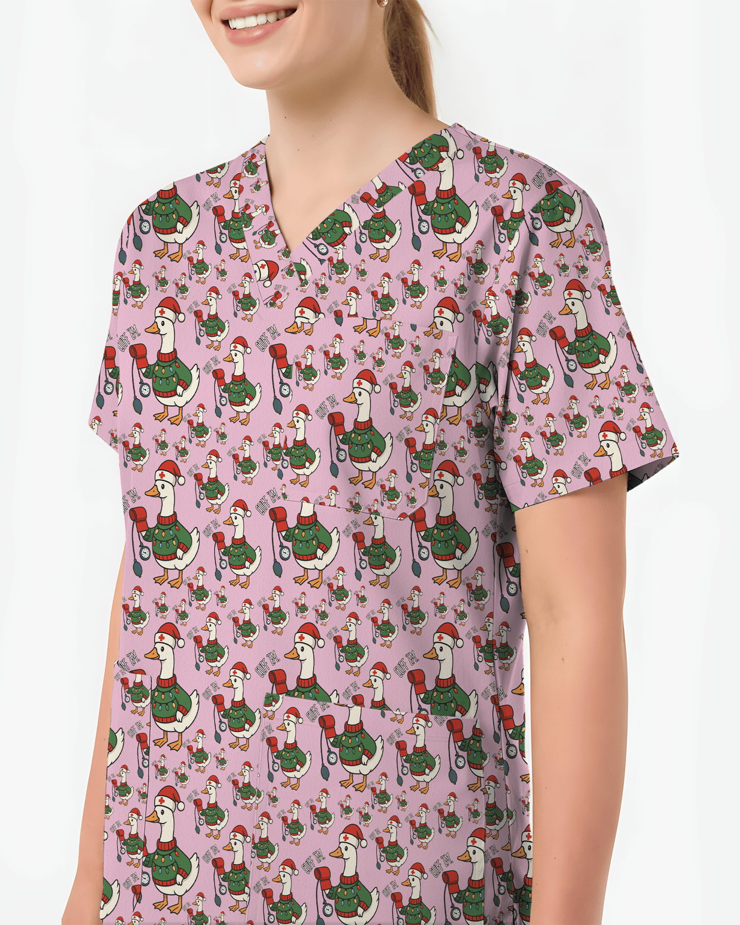 Funny Christmas Goose Holiday Nurse Scrub Top - Scrubloop