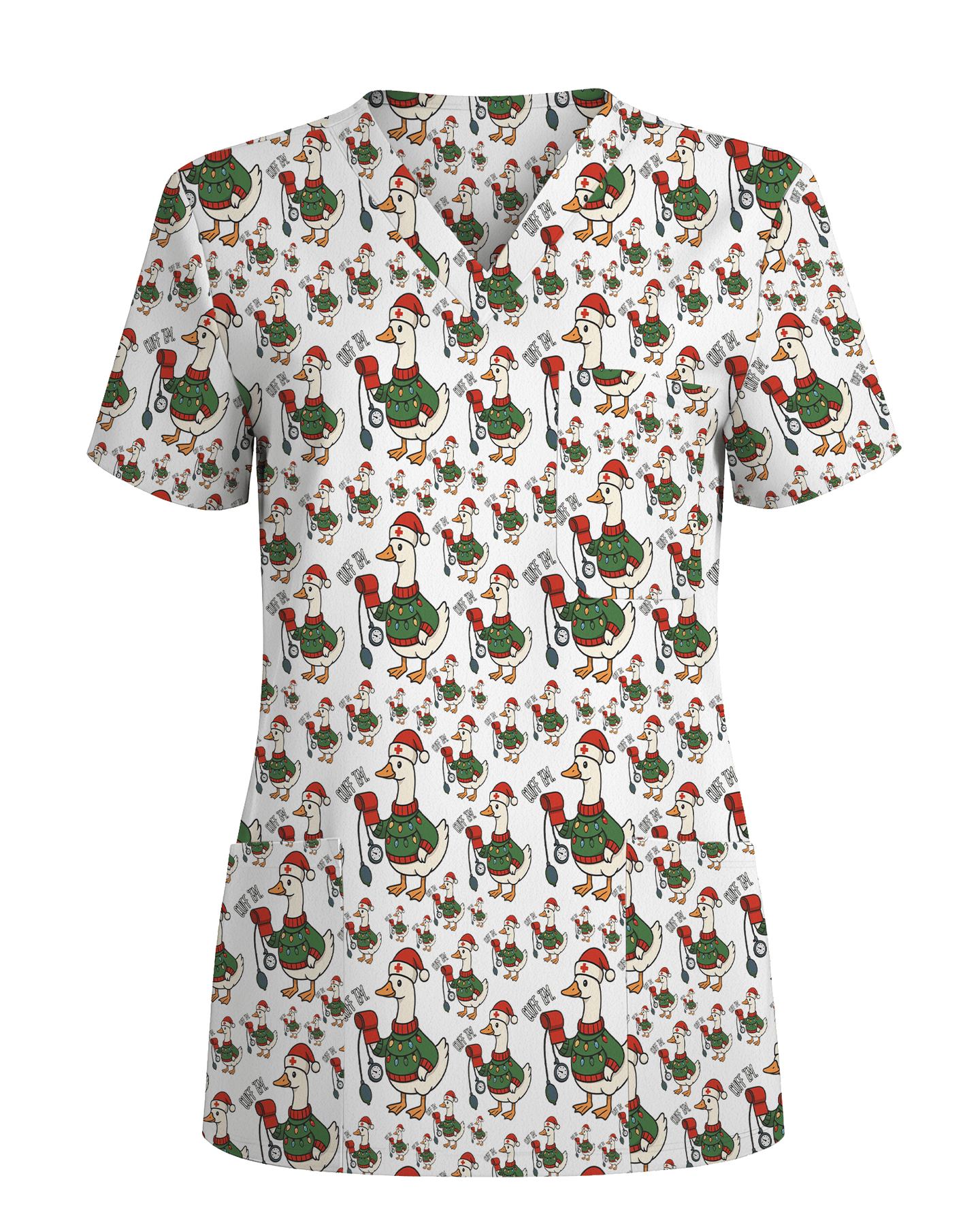 Funny Christmas Goose Holiday Nurse Scrub Top - Scrubloop