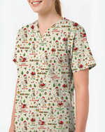 Funny Christmas Goose Pain Scale Nursing Scrub Top - Scrubloop