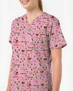 Funny Christmas Goose Pain Scale Nursing Scrub Top - Scrubloop
