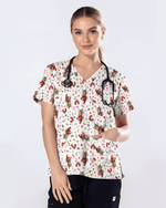 Funny Christmas Lobster Holiday Medical Scrub Top - Scrubloop