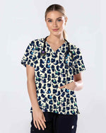 Funny Cosmic Black Cat Scrub Top - Scrubloop