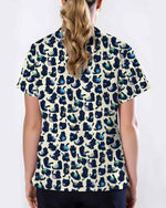 Funny Cosmic Black Cat Scrub Top - Scrubloop