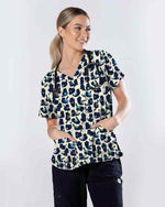 Funny Cosmic Black Cat Scrub Top - Scrubloop