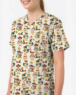 Funny Cowboy Chicken Medical Scrub Top - Scrubloop
