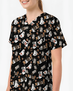 Funny Cute Halloween Ghost Medical Scrub Top - Scrubloop