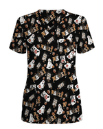 Funny Cute Halloween Ghost Medical Scrub Top - Scrubloop