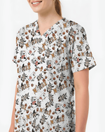 Funny Cute Halloween Ghost Medical Scrub Top - Scrubloop