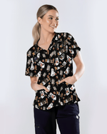 Funny Cute Halloween Ghost Medical Scrub Top - Scrubloop