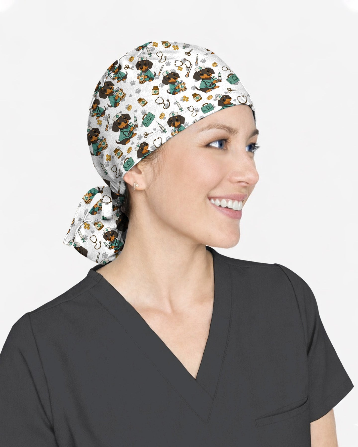 Funny Dachshund Nurse Scrubs Holiday Scrub Cap - Scrubloop