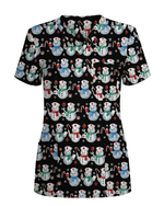 Funny Diamond Snowman Holiday Medical Scrub Top - Scrubloop