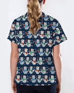 Funny Diamond Snowman Holiday Medical Scrub Top - Scrubloop