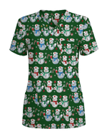 Funny Diamond Snowman Holiday Medical Scrub Top - Scrubloop