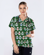 Funny Diamond Snowman Holiday Medical Scrub Top - Scrubloop