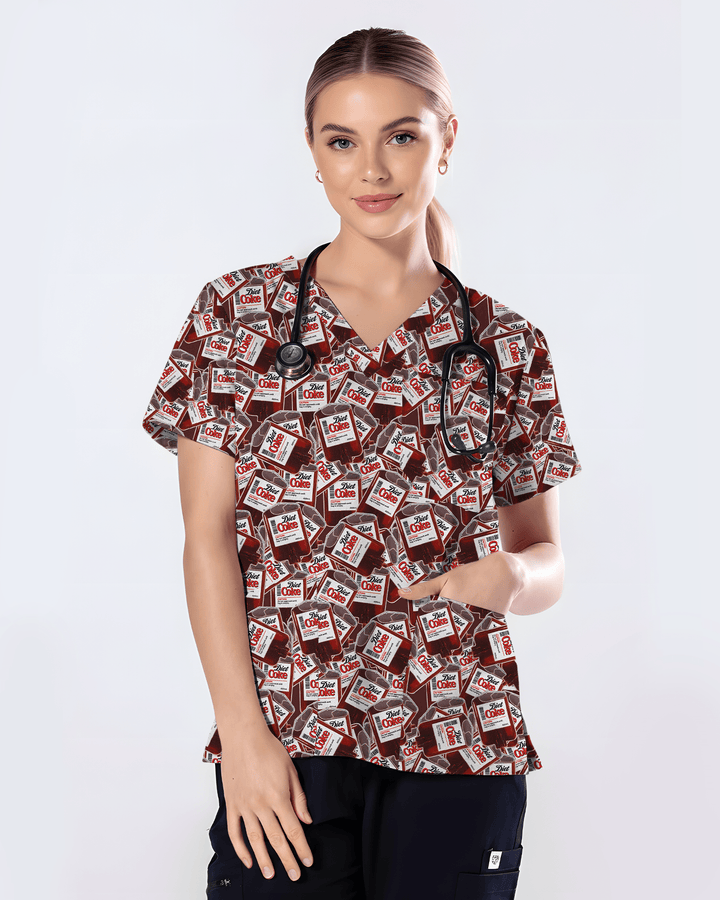 Funny Diet Coke IV Bag Nurse Scrub Top