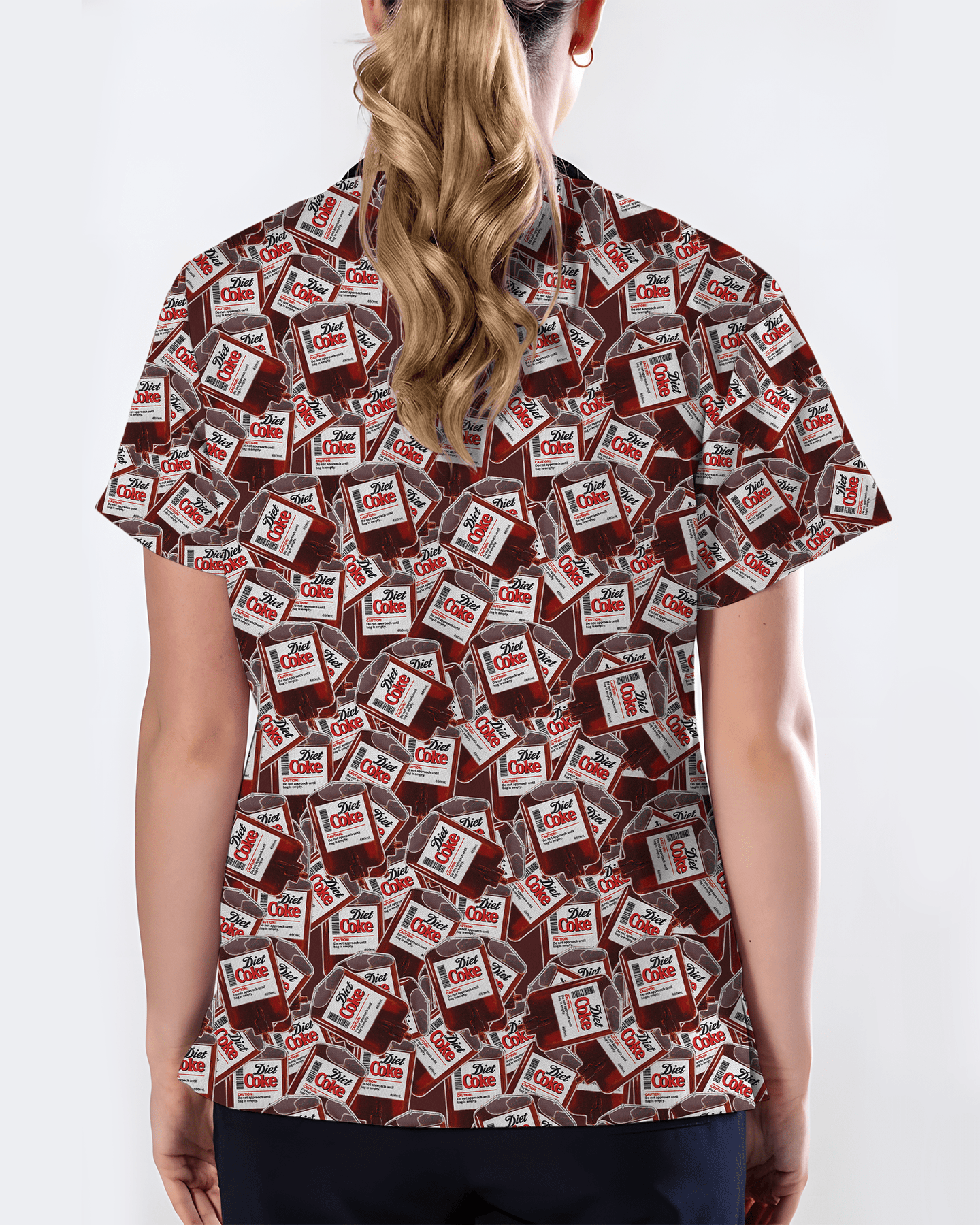 Funny Diet Coke IV Bag Nurse Scrub Top - Scrubloop