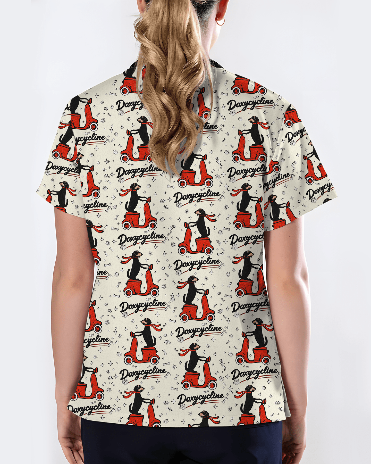 Funny Doxycycline Dachshund Nurse Scrub Top - Scrubloop