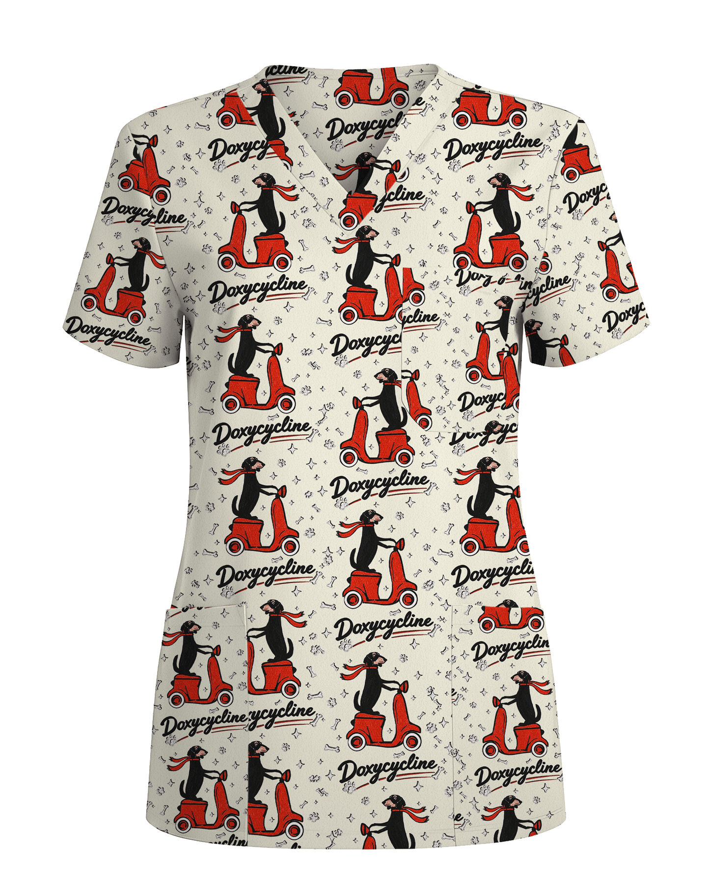 Funny Doxycycline Dachshund Nurse Scrub Top - Scrubloop