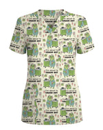 Funny Frog Pattern Nurse Scrub Top - Scrubloop