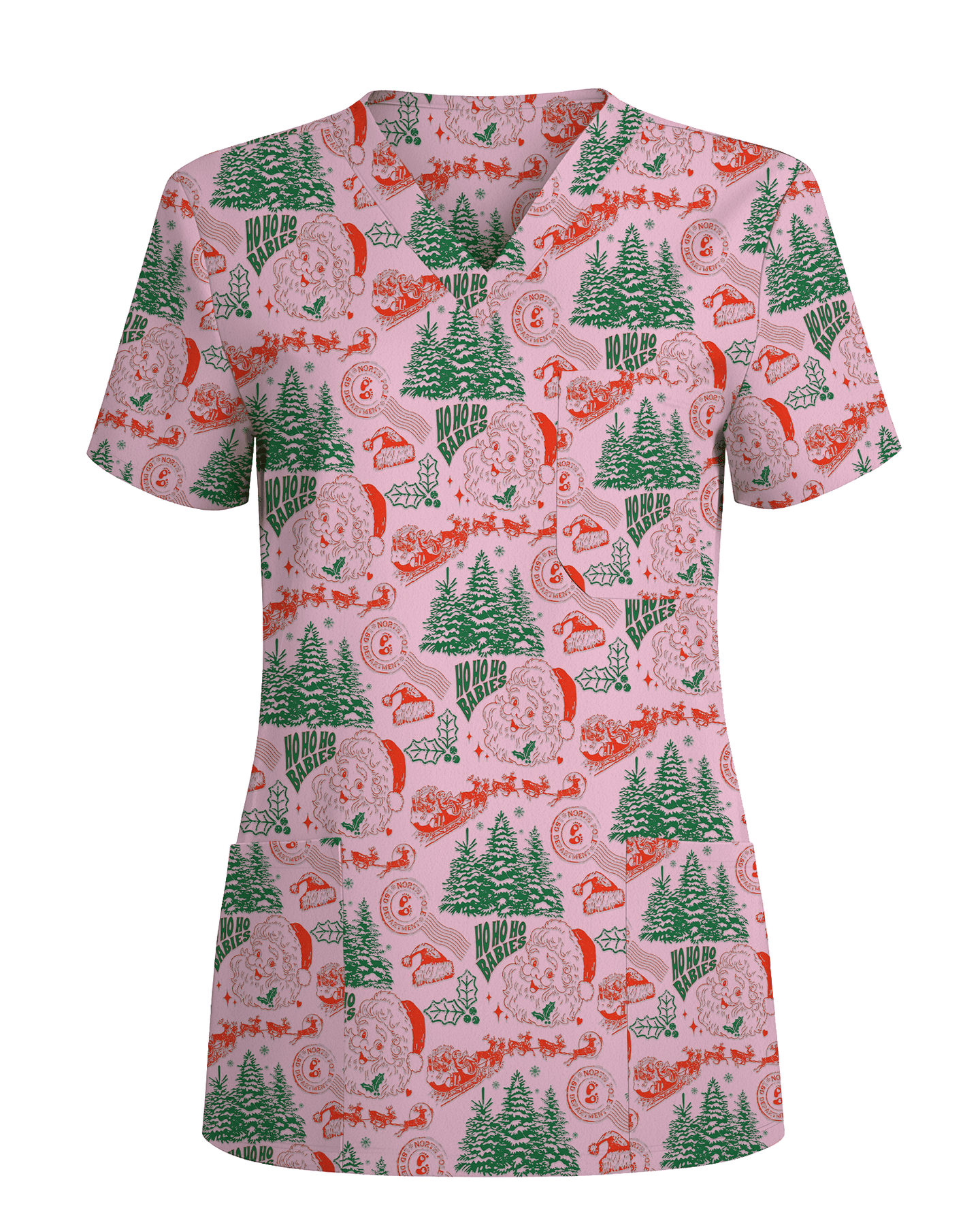 Funny Ho Ho Ho Babies Christmas Scrub Top - Scrubloop