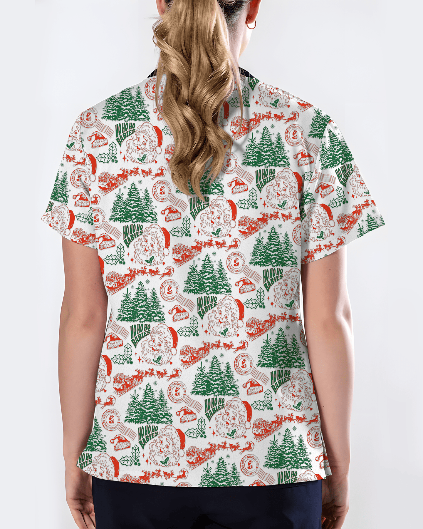 Funny Ho Ho Ho Babies Christmas Scrub Top - Scrubloop
