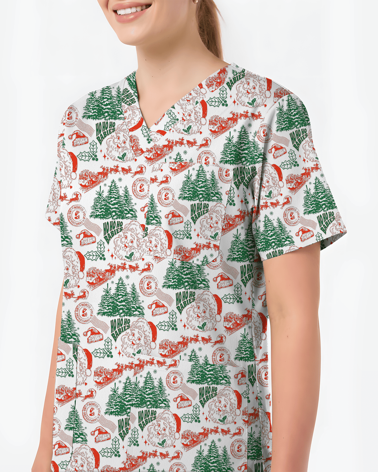 Funny Ho Ho Ho Babies Christmas Scrub Top - Scrubloop