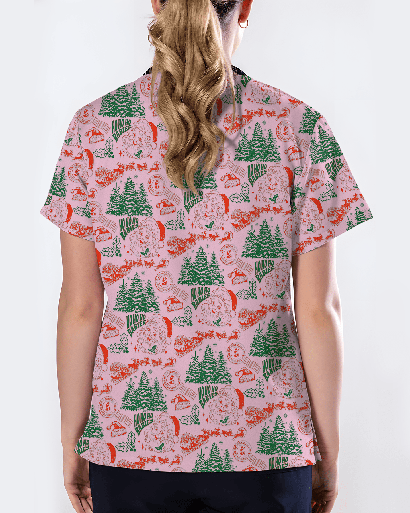 Funny Ho Ho Ho Babies Christmas Scrub Top - Scrubloop
