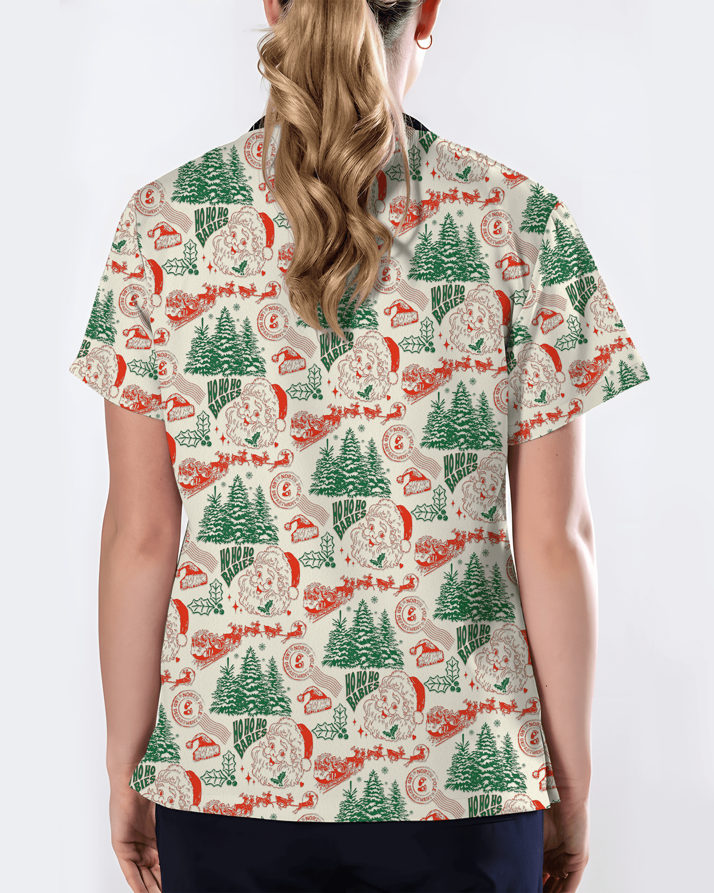 Funny Ho Ho Ho Babies Christmas Scrub Top - Scrubloop