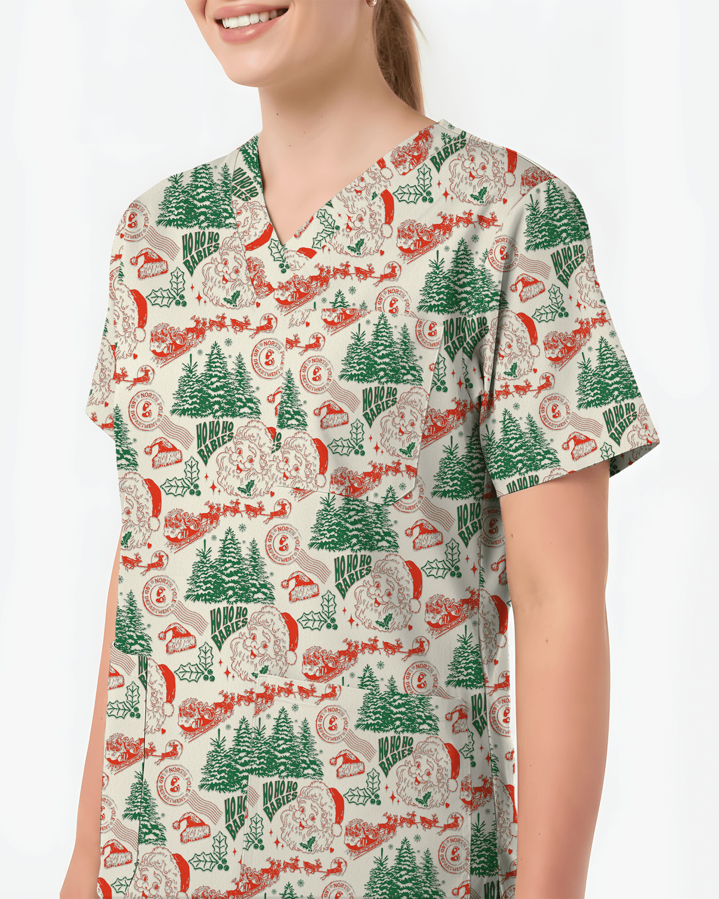 Funny Ho Ho Ho Babies Christmas Scrub Top - Scrubloop