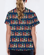 Funny Medical Christmas Medicine Bottle Nurse Scrub Top - Scrubloop