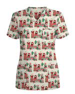 Funny Medical Christmas Medicine Bottle Nurse Scrub Top - Scrubloop