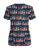 Funny Medical Christmas Medicine Bottle Nurse Scrub Top - Scrubloop